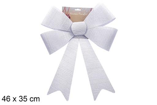 [123057] Laço natalino efeito glitter prateado 46x35cm