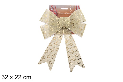 [123059] Gold Christmas bow decorated glitter 32x22cm