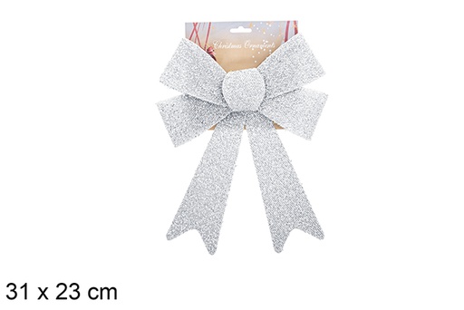 [123100] Fiocco natalizio argento lucido 31x23cm
