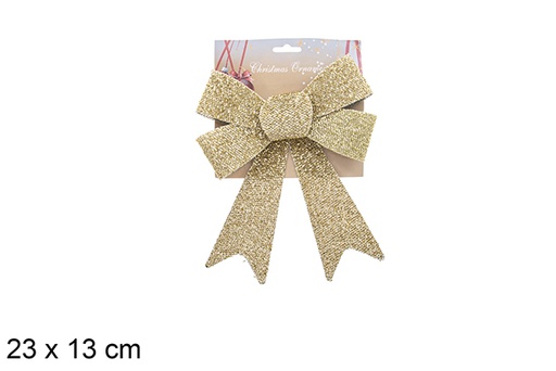 [123102] Shiny gold Christmas bow 24x18cm