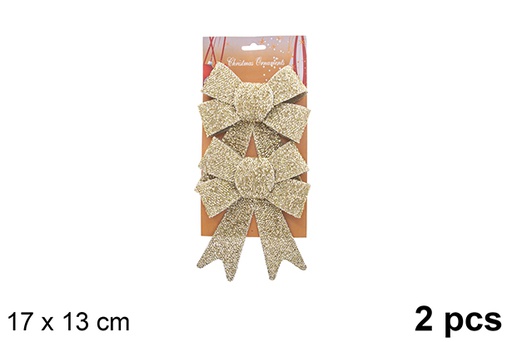 [123114] Pack 2 lazos navidad oro brillante 17x13cm