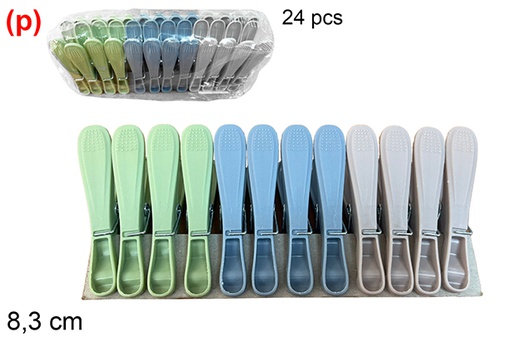 [123136] Pack 24 pinzas plástico colores 8.3 cm