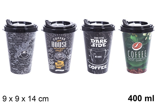 [123153] Tasse à café en plastique avec couvercle 400 ml