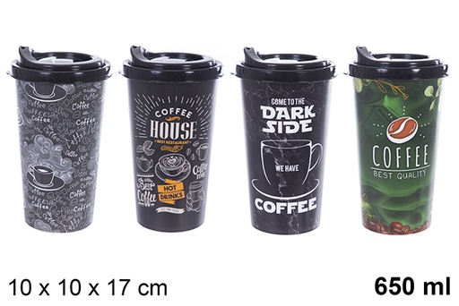 [123154] Tasse à café en plastique avec couvercle 650ml