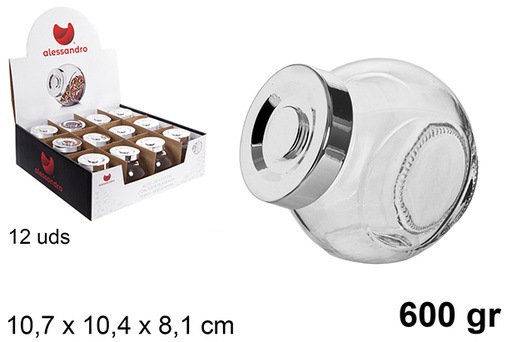 [123155] Bote cristal tapa plateada 600 gramos