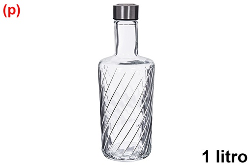 [123167] Valencia glass water bottle with steel lid, 1 liter