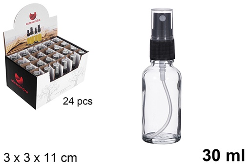 [123169] Round glass oil cruet with spray stopper 30 ml