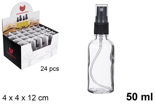 [123170] Round glass oil cruet with spray stopper 50 ml