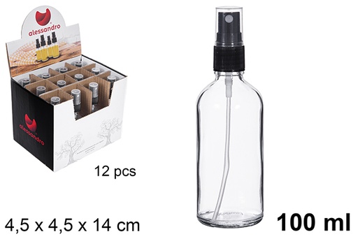 [123171] Round glass oil cruet with spray stopper 100 ml