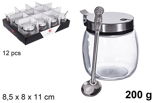 [123172] Sucrier en verre et acier 200 grammes