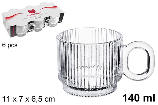 [123180] Pack 6 tazzine caffè in vetro taglio Lolita 140 ml