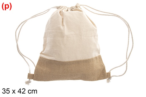 [123183] Bolso mochila saco yute y algodón natural 35x42cm