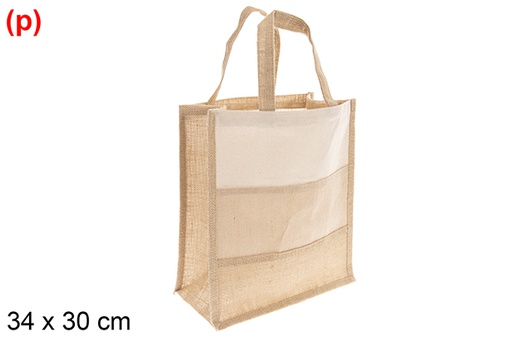 [123184] Bolso frente yute y algodón natural 34x30cm