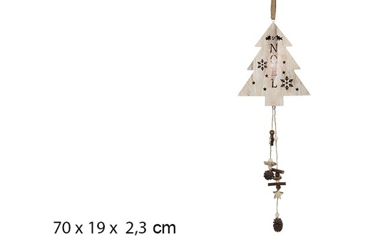 [100164] Pendentif arbre de Noël en bois avec lumière