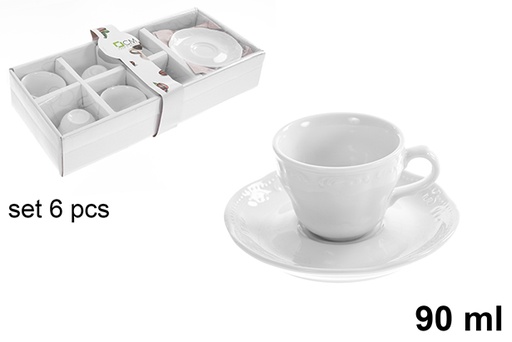 [123224] Conjunto de 6 xícaras de café com pires, 90 ml