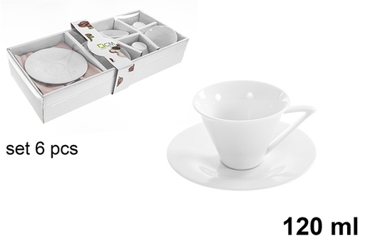 [123225] Set di 6 tazze da caffè con piattini, 120 ml