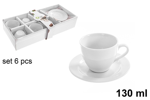 [123226] Conjunto de 6 xícaras de café com pires, 130 ml