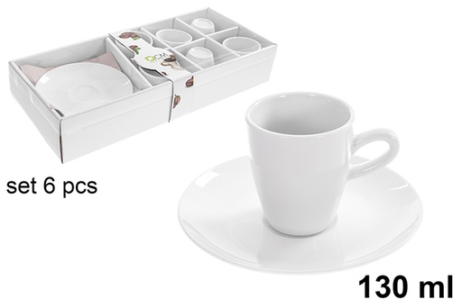 [123227] Lot de 6 tasses à café avec soucoupes, 130 ml