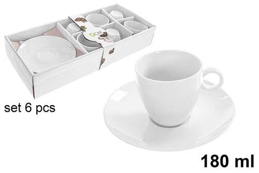 [123229] Conjunto de 6 xícaras de café com pires, 180 ml
