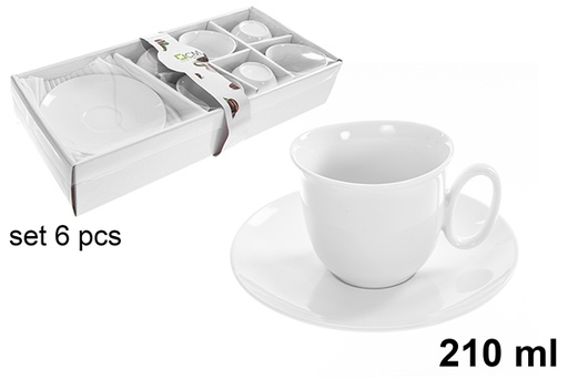 [123231] Conjunto de 6 xícaras de café com pires, 210 ml