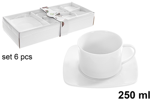 [123233] Conjunto de 6 xícaras de café com pires, 250ml