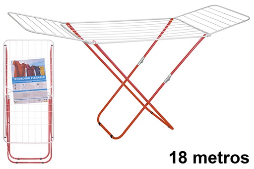 [123247] Corde à linge pliante en métal 18 mètres