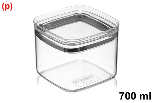 [123252] Recipiente plástico quadrado multiusos hermético 700ml