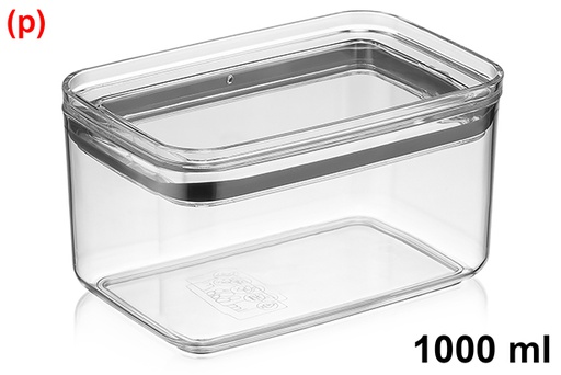 [123253] Recipiente plástico quadrado multiusos hermético 1000ml