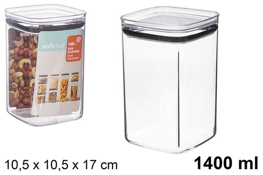 [123254] Récipient hermétique carré polyvalent en plastique 1400 ml