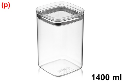 [123254] Recipiente plástico quadrado multiusos hermético 1400ml