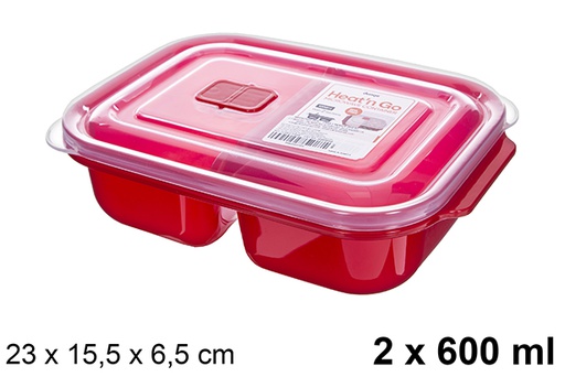 [123263] Lunch box rettangolare in plastica 2x600ml