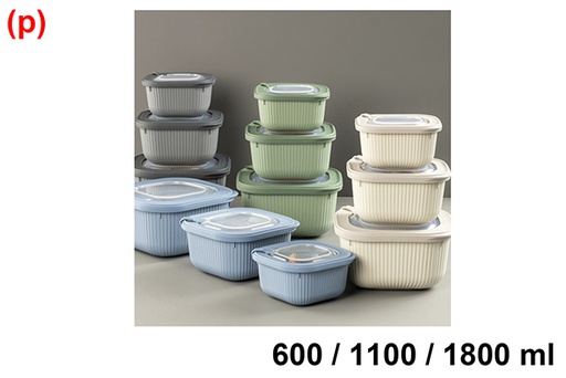 [123264] Pack 3 Fiambreras plástico cuadradas 600/1100/1800ml