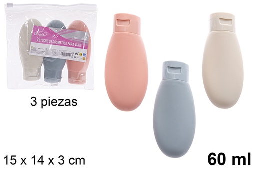 [123280] Estojo de viagem para cosméticos com 3 peças, 60 ml