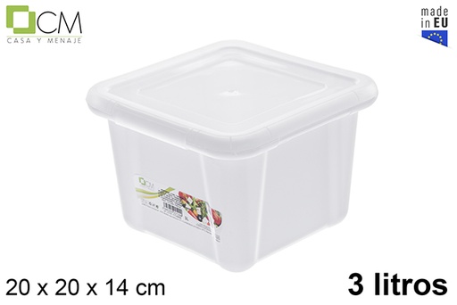 [123300] Fiambrera cuadrada con cierre blanca tapa transparente 3 l.