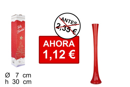 [100174] Florero cristal Navidad redondo rojo 30 cm