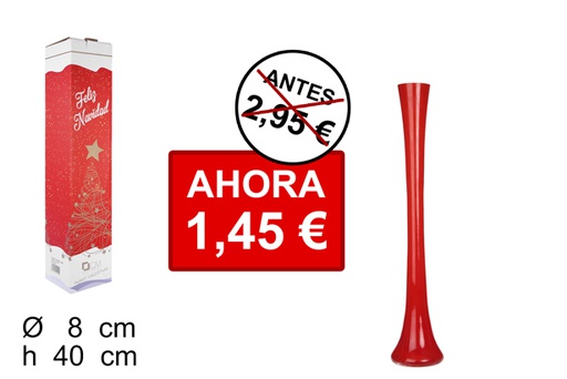 [100175] Red round Christmas glass vase 40 cm