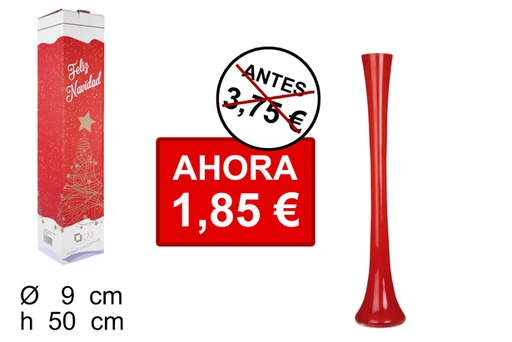 [100176] Florero cristal Navidad redondo rojo 50 cm