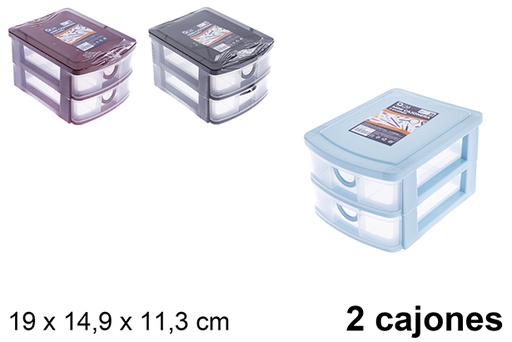 [123328] Plastic chest of drawers with 2 drawers, 19x14.9x11.3cm