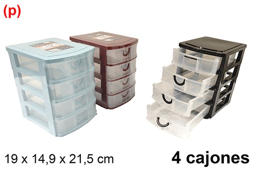 [123330] Plastic chest of drawers with 4 drawers, 19x14.9x21.5cm