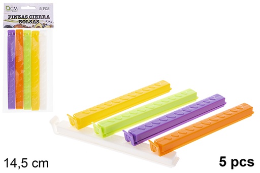 [123348] Pack 5 clips de fermeture de sac 14,5 cm