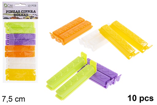 [123349] Pack 10 pinzas cierra bolsa 7.5 cm