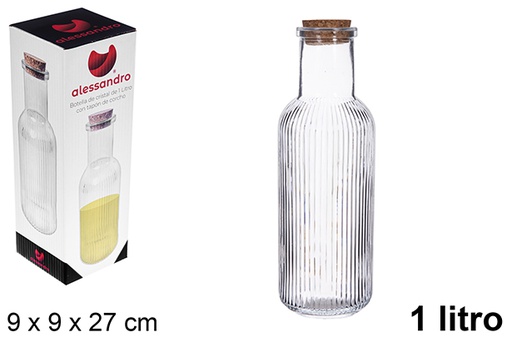 [123359] Glass bottle with cork stopper, 1 liter