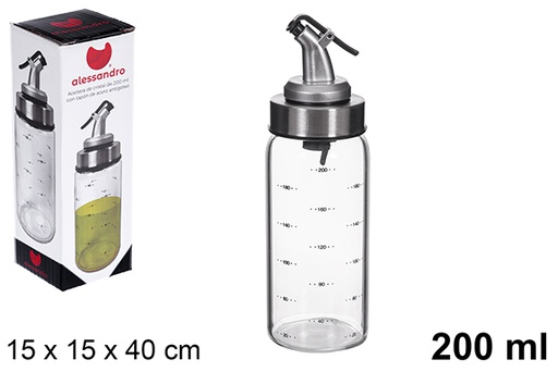 [123361] Huileur en verre avec bouchon en acier anti-goutte, 200 ml