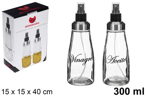 [123366] Set oliera/ampolla in vetro decorato 300 ml
