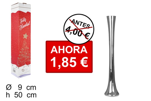 [100181] Round silver Christmas glass vase 50 cm