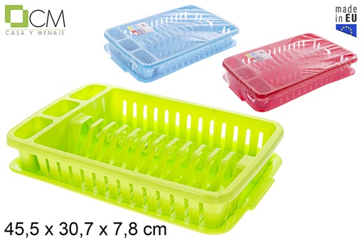 [123373] Escurreplatos plástico con bandeja colores surtidos 45,5x30,7x7,8 cm
