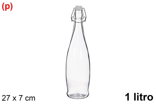 [123390] Botella cristal agua con tapón gaseosa 1 litro