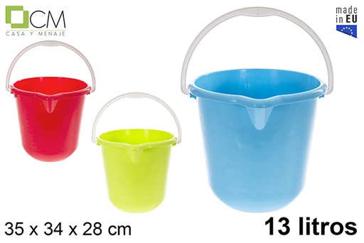 [123399] Balde redondo com bico, cores sortidas, 13L