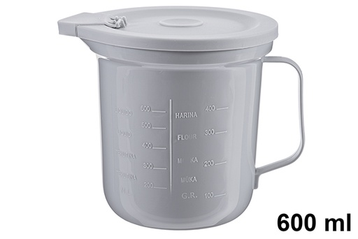 [123411] Jarra de plástico medidora con tapa gris 600 ml