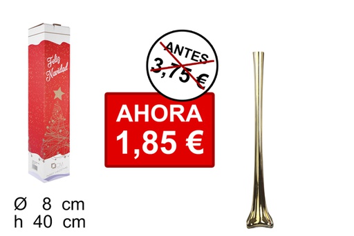 [100186] Florero cristal Navidad cuadrado oro 40 cm